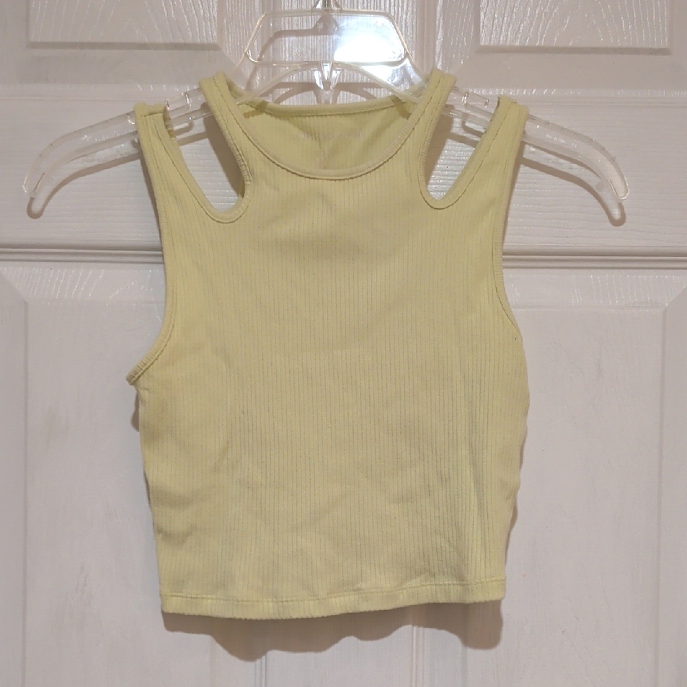 American Eagle Outfitters Light Yellow Ribbed Tank Top